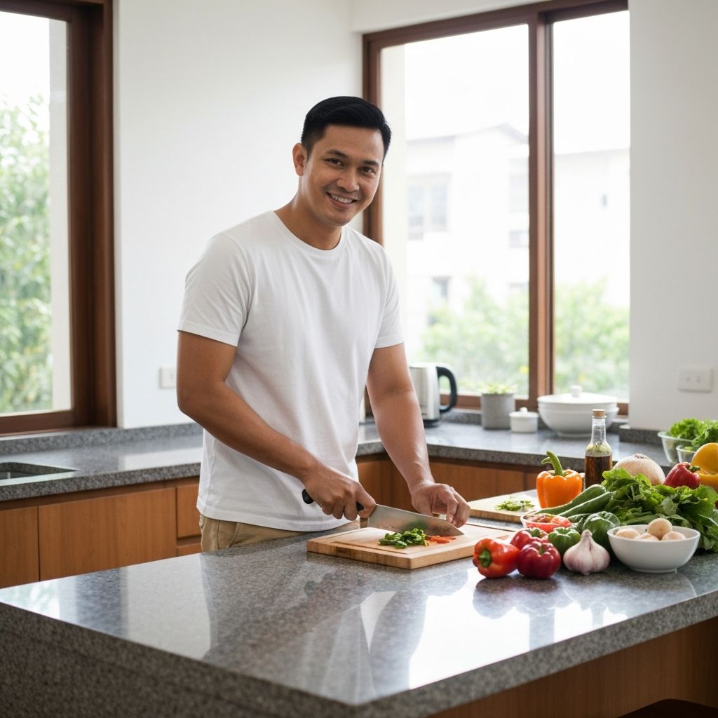 Man preparing healthy meal